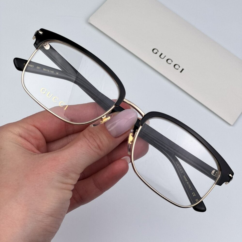 Gucci GG1448O 001 BRAND NEW Eyeglasses Gold Rectangle Unisex